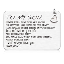 将图片加载到图库查看器,Inspirational Gifts Mom to Son Wallet Insert Card Graduation Birthday Christmas Valentine's Day Sweet 16 18 21 Gifts for Sons Step Son Teen Boys Teenagers Kids Him from Mom Dad Mother Father