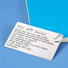 将图片加载到图库查看器,Inspirational Gifts Mom to Son Wallet Insert Card Graduation Birthday Christmas Valentine's Day Sweet 16 18 21 Gifts for Sons Step Son Teen Boys Teenagers Kids Him from Mom Dad Mother Father