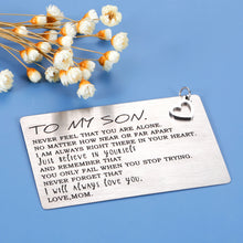 将图片加载到图库查看器,Inspirational Gifts Mom to Son Wallet Insert Card Graduation Birthday Christmas Valentine's Day Sweet 16 18 21 Gifts for Sons Step Son Teen Boys Teenagers Kids Him from Mom Dad Mother Father