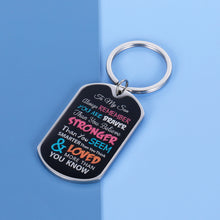 将图片加载到图库查看器,To My Son Inspirational Keychain Gifts Christmas Graduation Birthday Wedding Gifts for Him Boys Kids Child Teen Teenage Men Adult Remember You are Braver Gifts from Dad Mom Stepmother