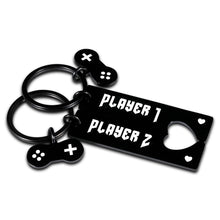 将图片加载到图库查看器，2PCS Funny Gamer Player 1 Player 2 Keychain Gifts for Boyfriend Husband Couple from Girlfriend Wife Christmas Valentines Day Birthday Anniversary Gifts for Men Women Fiance Fiancee Him Her
