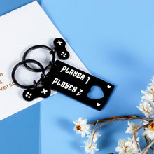 将图片加载到图库查看器，2PCS Funny Gamer Player 1 Player 2 Keychain Gifts for Boyfriend Husband Couple from Girlfriend Wife Christmas Valentines Day Birthday Anniversary Gifts for Men Women Fiance Fiancee Him Her
